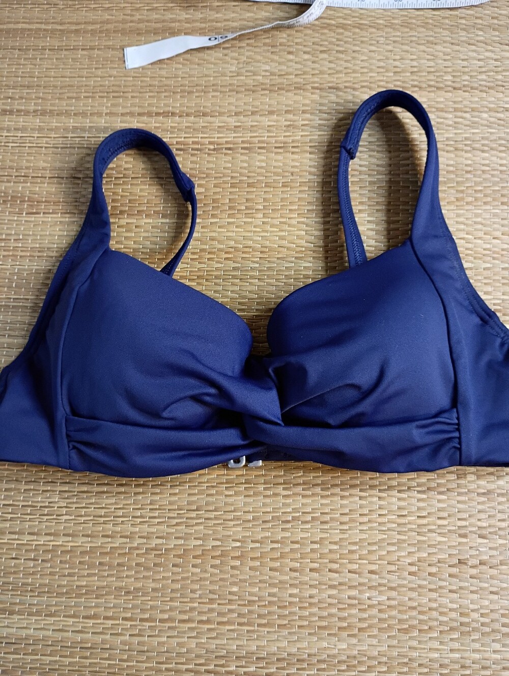 Lands' End Navy Twist-Front Wireless Swim Top